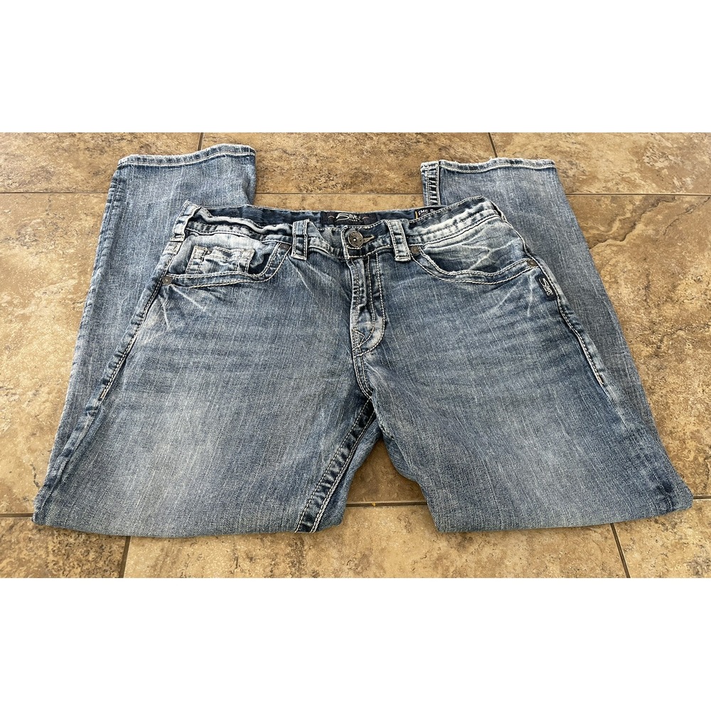 Men's SILVER Eddie Jeans Size 34X30 Straight Leg Fit 34X29 - Picture 3 of 9